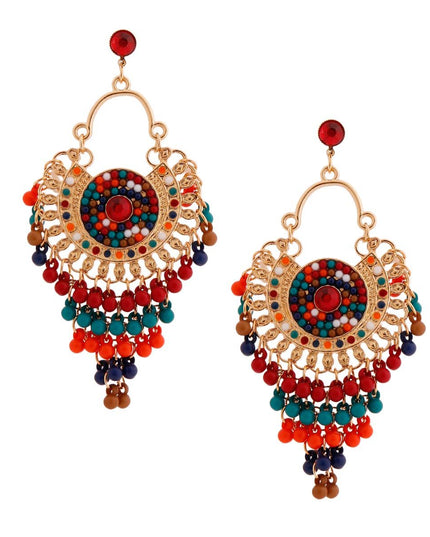 Multi Color Beaded Mandala Earrings