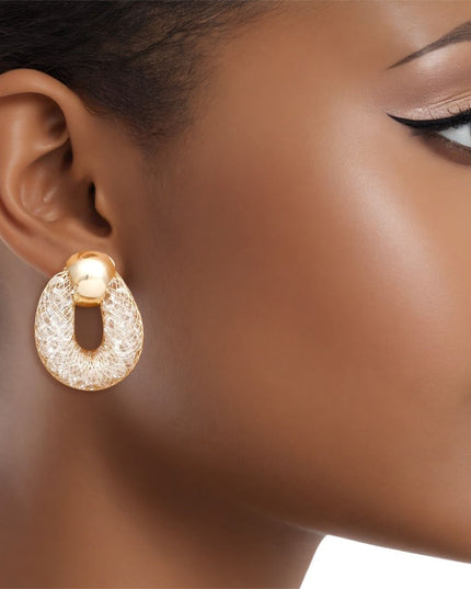 Studs Gold Mesh Rhinestone Earrings for Women