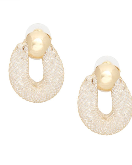 Studs Gold Mesh Rhinestone Earrings for Women