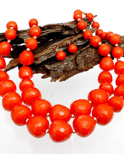 Beaded Coral Faceted Global Inspo Necklace Women