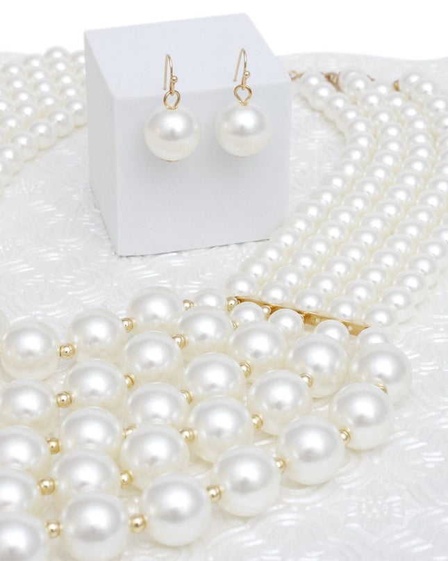 Pearl Bib Layered Cream Delicately Draped Necklace