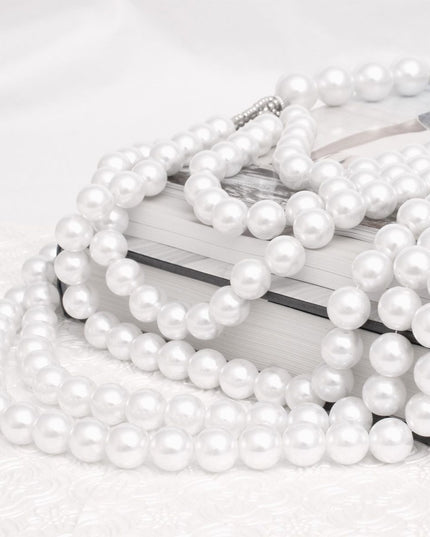 Pearl Long Layer 6 Strand White Chunky Necklace
