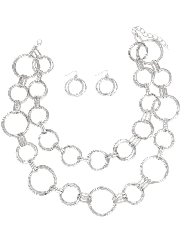 Chain Silver Chunky Ring Links Necklace for Women