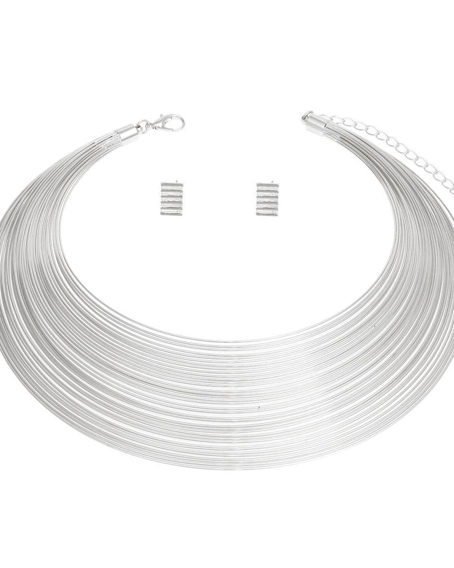 Choker Silver Wire 35 Layer Collar for Women