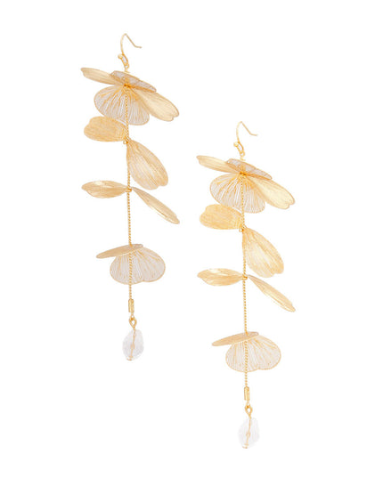 Fish Hook Gold Filigree Petal Dangle Earrings