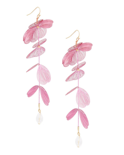 Fish Hook Pink Filigree Petal Dangle Earrings
