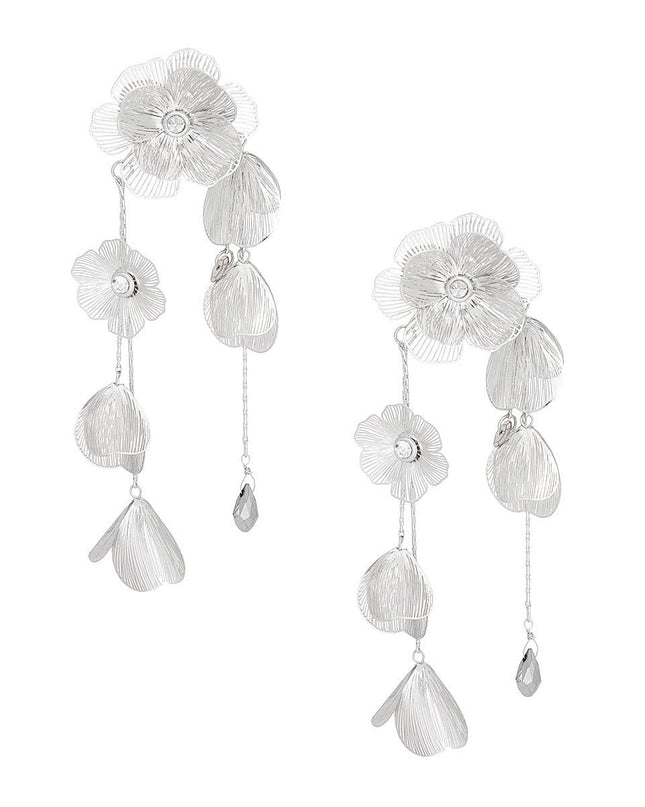 Dangle Silver Filigree Flower Cascade Earrings