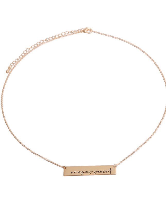 Gold Amazing Grace Plate Necklace