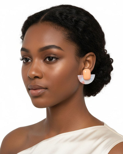 Stud Coral Funky Retro Throwback Style Earrings