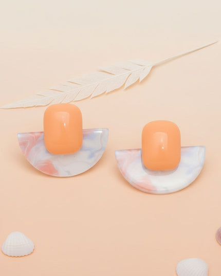 Stud Coral Funky Retro Throwback Style Earrings