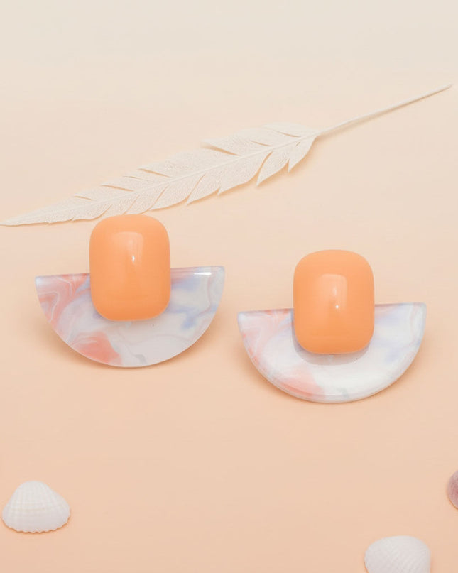 Stud Coral Funky Retro Throwback Style Earrings