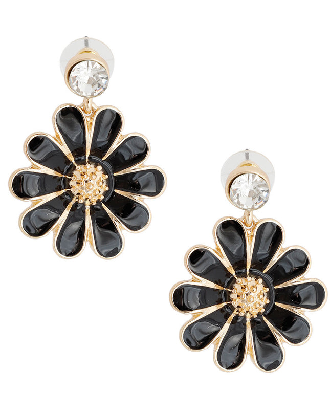 Black Metal Daisy Earrings