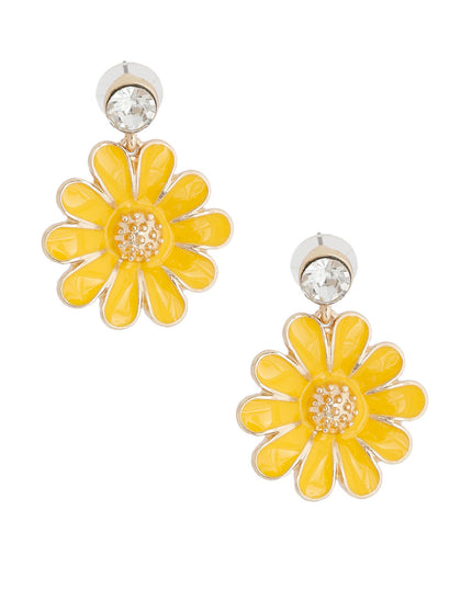 Yellow Metal Daisy Earrings