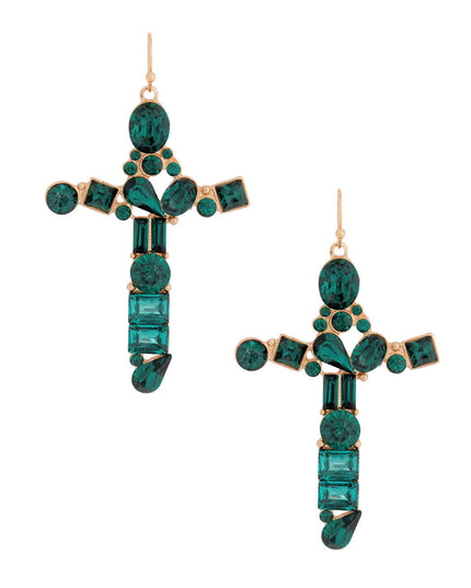 Green Celeb Cross Earrings
