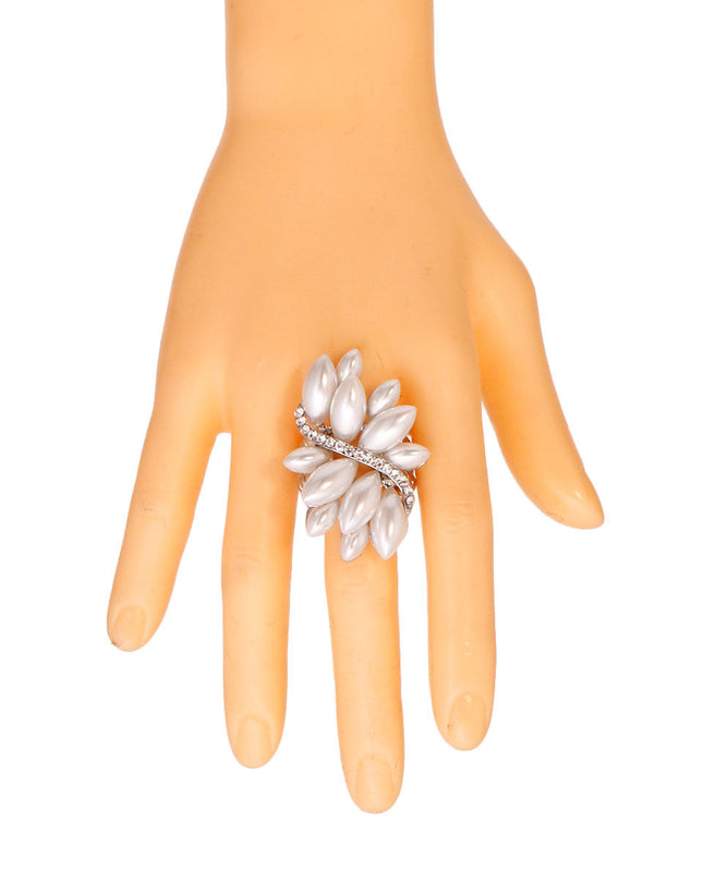 White Marquise Pearl Ring