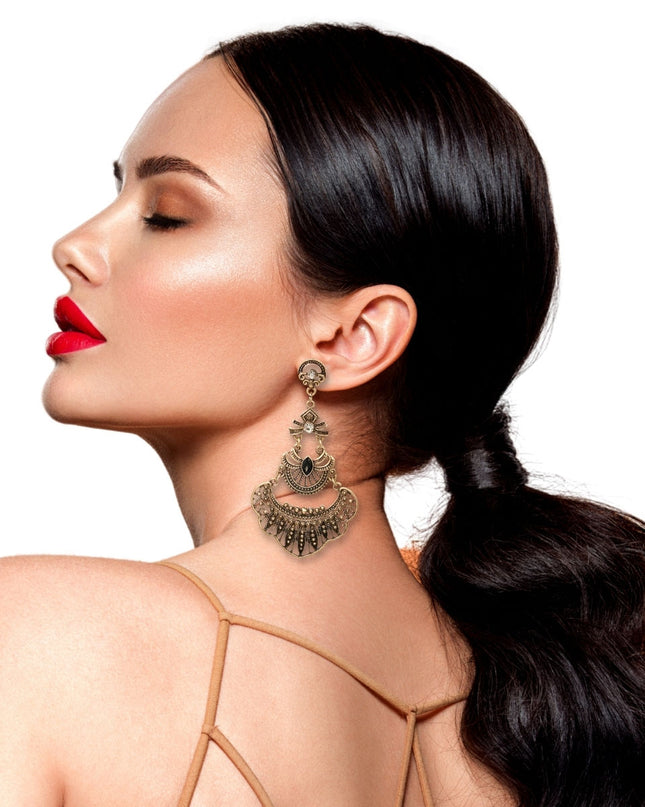 Metal Drop Burnished Gold Earrings