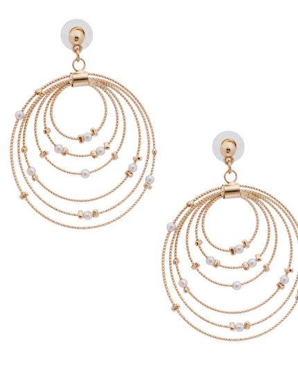 Gold Cream Pearl Ring Earrings