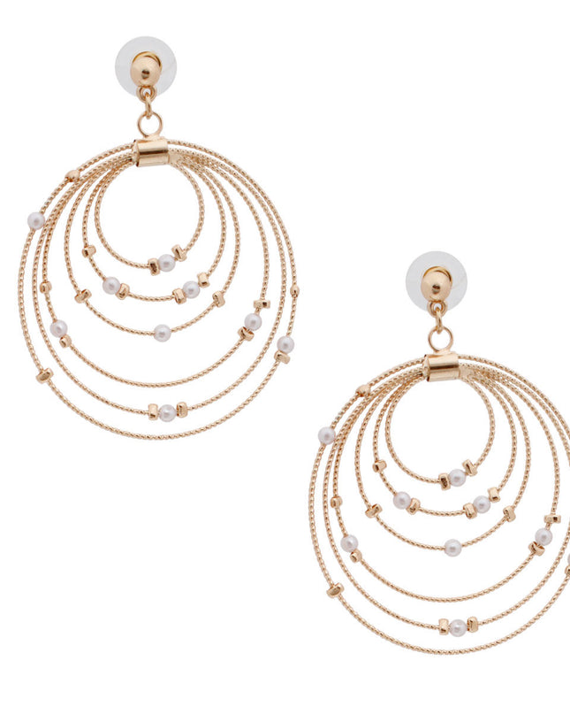 Gold Cream Pearl Ring Earrings
