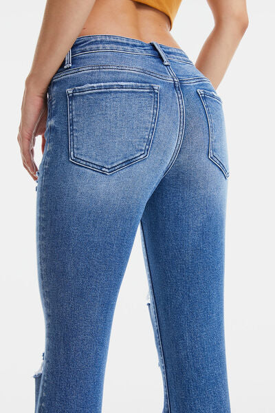 Full Size High Waist Distressed Cat's Whiskers Straight Jeans