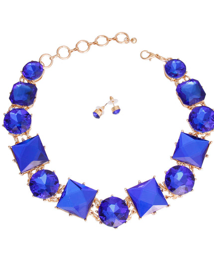 Royal Blue Various Crystal Collar Set