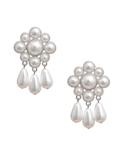 White Pearl Antique Flower Studs