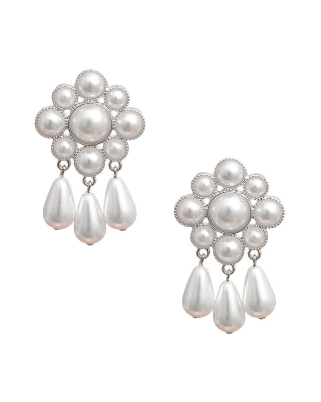 White Pearl Antique Flower Studs
