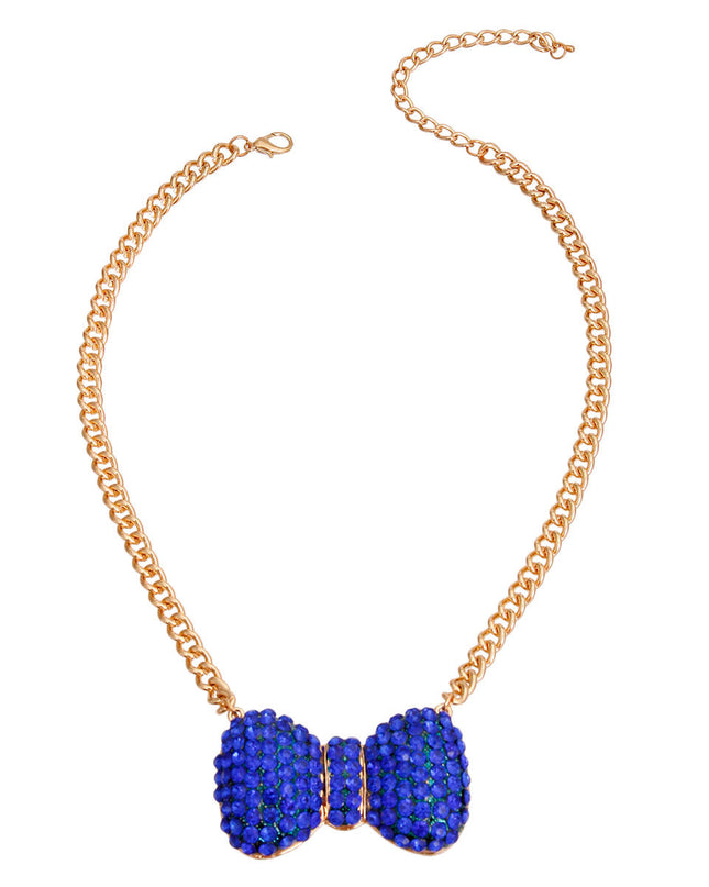 Royal Blue Chunky Bow Necklace