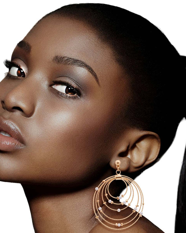 Gold Cream Pearl Ring Earrings