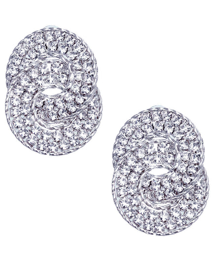 Silver Crystal Hooked Ring Studs
