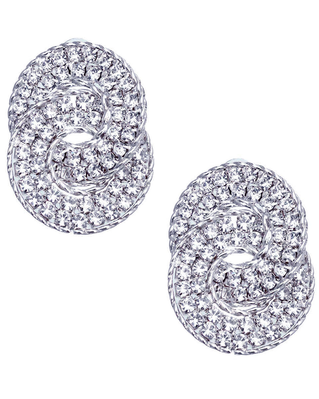 Silver Crystal Hooked Ring Studs
