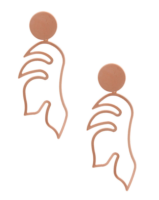 Matte Rose Gold Metal Leaf Earrings