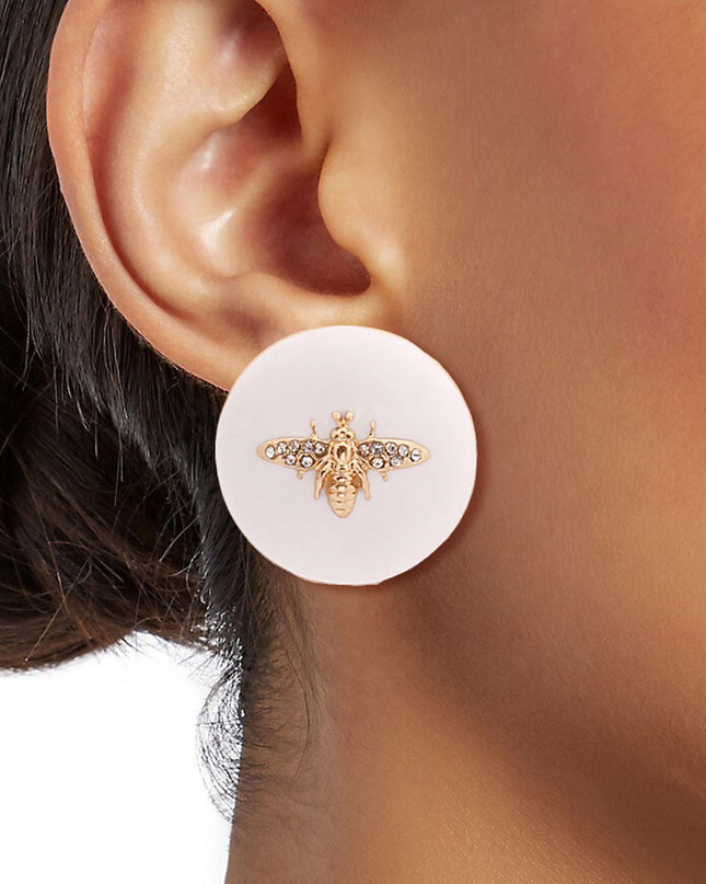 White and Gold Dome Bee Studs
