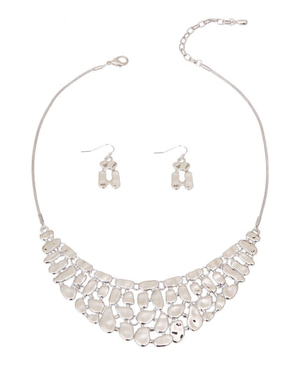 Silver Metal Link Collar Set