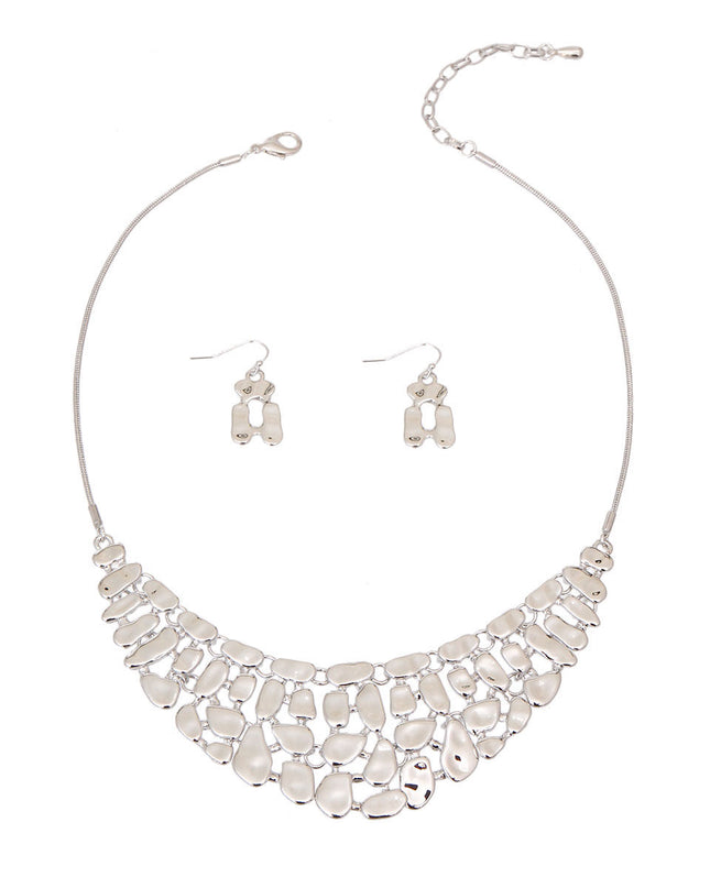 Silver Metal Link Collar Set