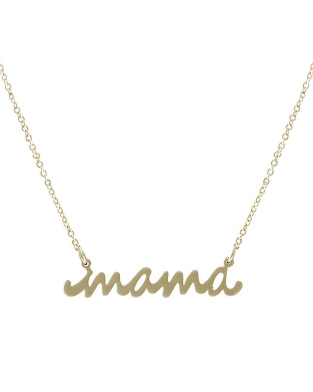 Gold Script Mama Pendant Necklace