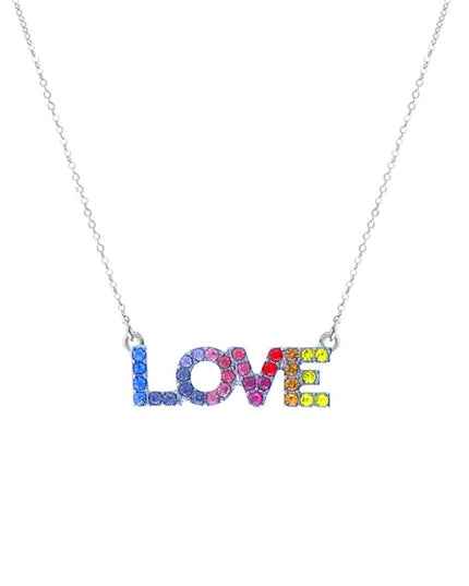 Rainbow Love Silver Chain Necklace