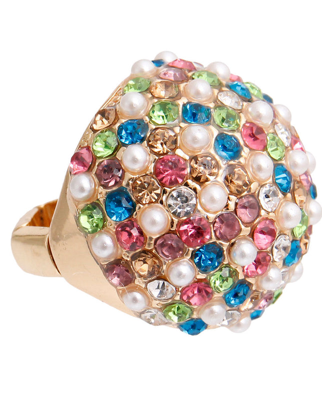 Multi Stone and Pearl Cocktail Ring