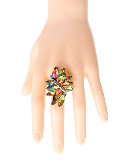 Pink and Green Multi Marquise Ring