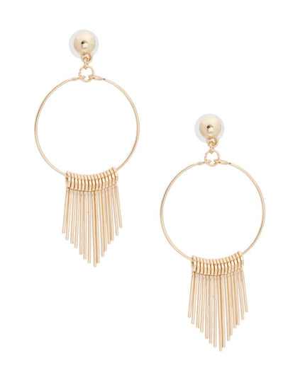 Gold Bar Fringe Circle Earrings