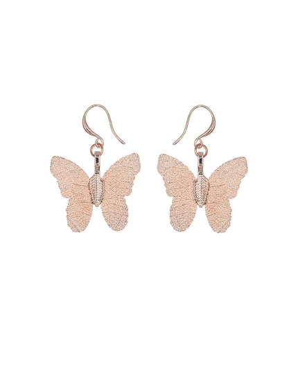 Rose Gold Dipped Real Leaf Butterfly Earrings