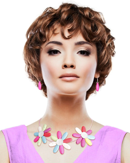 Multi Color Triple Flower Wire Collar