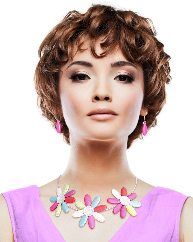 Multi Color Triple Flower Wire Collar