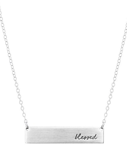 Silver Script Blessed Plate Necklace