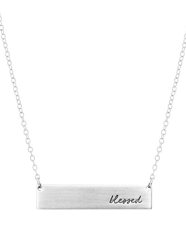Silver Script Blessed Plate Necklace