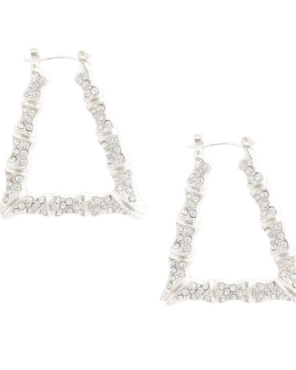 Silver Bling Trapezoid Bamboo Hoops
