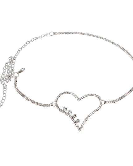 Silver Embellished Heart Chain Belt
