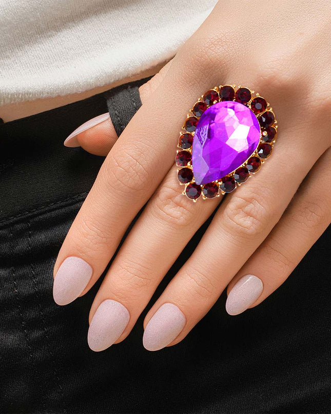 Purple Teardrop Cocktail Ring