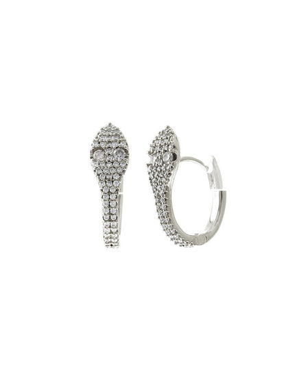 Silver CZ Snake Head Huggie Hoops