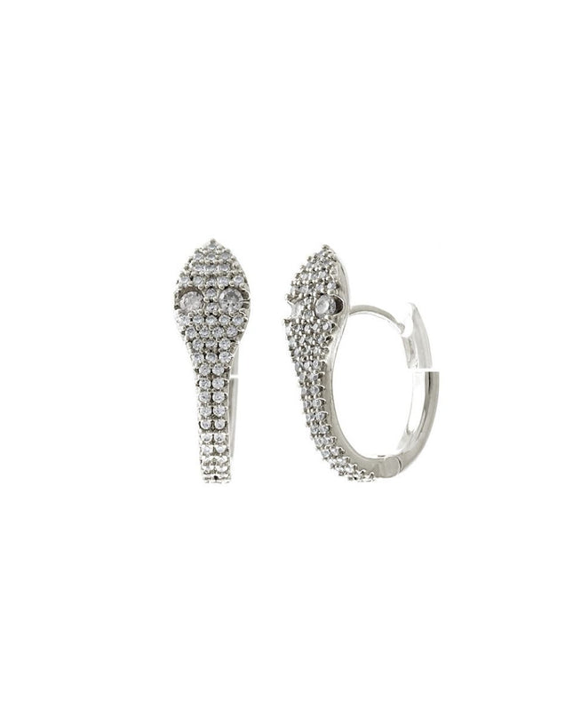 Silver CZ Snake Head Huggie Hoops