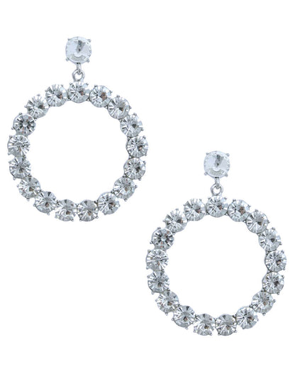 Silver Crystal Circle Drop Earrings